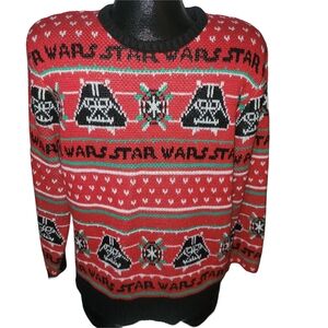Star Wars Men's Red Christmas Ugly Holiday Knit Sweater Size M